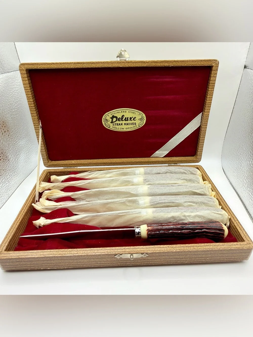 Eldan Vintage Set of 6 Hollow Ground Stainless Steel Steak Knives From JAPAN